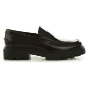 Zwarte Leren Mocassin met Lug-Style Zool Tod's , Black , Heren