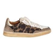 Animalier Leren Sneaker met Wol Elia Maurizi , Brown , Dames