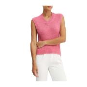 Veelzijdige Wollen Blend Ribgebreide Trui Actitude , Pink , Dames