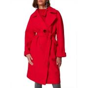 Rode Trenchcoat met Brede Revers Actitude , Red , Dames