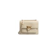 Stijlvolle Leren Tas Pinko , Beige , Dames