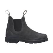 Grijs/zwarte leren enkellaarzen Blundstone , Gray , Heren