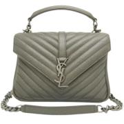 Pre-owned Leather handbags Yves Saint Laurent Vintage , Gray , Dames