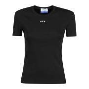 Casual Katoenen T-shirt Off White , Black , Dames