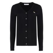 Ribgebreide cardigan met Fox Front-patch Maison Kitsuné , Black , Dame...