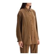 Zijden Oversized Shirt met Afneembare Sjerp Lemaire , Brown , Dames