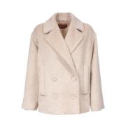 Alpaca Dubbelbreasted Jas met Reverskraag Max Mara Studio , Beige , Da...