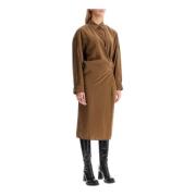 Midi Jurk met Gedraaide Sluiting Lemaire , Brown , Dames