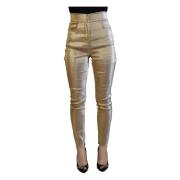 Gouden Hoge Taille Skinny Denim Broek Dolce & Gabbana , Yellow , Dames