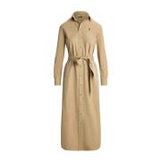 Katoenen overhemdjurk midi Ralph Lauren , Beige , Dames