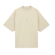 Beige Katoenen Jersey met Compass Logo Stone Island , Beige , Heren