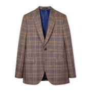 Bruin Geruite Blazer Jas PS By Paul Smith , Brown , Heren