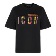 Sunset Icon Easy Tee 100% Katoen Dsquared2 , Black , Dames