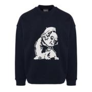 Blauwe Franse Bulldog Geborduurde Sweater Emporio Armani , Blue , Here...