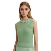 Groene Juweelhals Vest Ermanno Scervino , Green , Dames