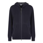 Blauwe trui met capuchon en rits Brunello Cucinelli , Black , Dames