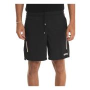 Shorts met trekkoord en zijlogo Boss , Black , Heren