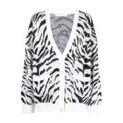 Zebra Print Cardigan Sweater Brown Alessandra Rich , Brown , Dames