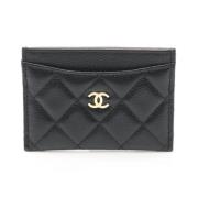 Pre-owned Leather wallets Chanel Vintage , Black , Dames