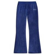 Fluwelen Jogger Broek met Diamantdetails Juicy Couture , Blue , Dames