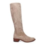 Handgemaakte Beige Suède Ritslaars Lorenzo Masiero , Beige , Dames