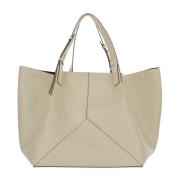 Logo Leren Handtas met Verstelbare Handvatten Victoria Beckham , Beige...