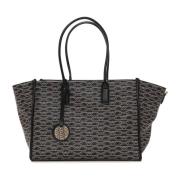 Logoed Shopper Tas met Verstelbare Band Emporio Armani , Black , Dames