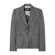 Grijze flanellen blazer met klassieke kraag Luisa Cerano , Gray , Dame...