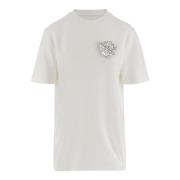 Blad Broche Katoenen T-shirt Jil Sander , White , Dames