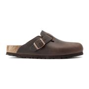 Bruine leren klomp sandalen Birkenstock , Brown , Dames