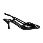 Zwarte leren slingback sandalen met gesp Dolce & Gabbana , Black , Dam...