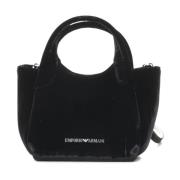 Fluwelen schoudertas met dubbele handgrepen Emporio Armani , Black , D...