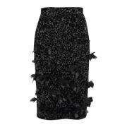 Hoge taille Zwarte Pailletten Rok N21 , Black , Dames