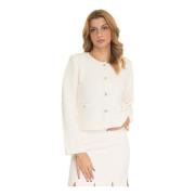 Chanel Stijl Jas Juweelknopen Voorzakken Liu Jo , White , Dames