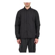 Nylon Bomberjack met Ribbed Trim Rains , Black , Heren