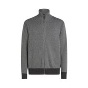 Zip Thru Mouline Sweater Tommy Hilfiger , Gray , Heren