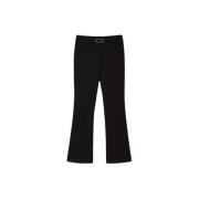 Zwarte Flare Broek met Trompe lOeil Riem Twinset , Black , Dames