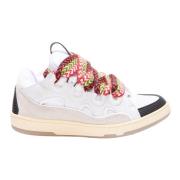 Witte Leren Curb Sneakers Lanvin , White , Heren