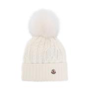 Witte Pom-Pom Beanie Hoed Moncler , White , Dames