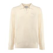 Wit poloshirt met lange mouwen en logo MC2 Saint Barth , Beige , Heren