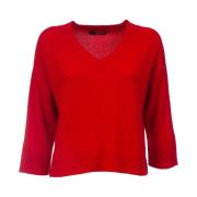 Kasjmier V-hals Cropped Trui Max Mara Weekend , Red , Dames