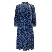 Glanzende fluwelen jurk met opvallende print Masai , Blue , Dames