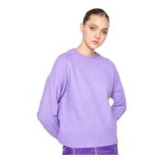 Geribbelde trui met geborduurde mouwen Silvian Heach , Purple , Dames