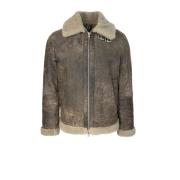 Shearling Rits Bruine Jas Dfour , Brown , Heren