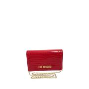 Rode Schoudertas met Gouden Details Moschino , Red , Dames