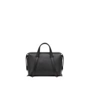 Zwarte Korrelige Leren Boston Tas Fendi , Black , Dames