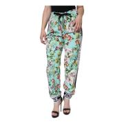 Groene Bloemenprint Jogger Broek Dolce & Gabbana , Multicolor , Dames