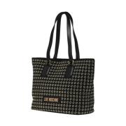 Zwarte Shopper Tas met Gouden Details Moschino , Black , Dames