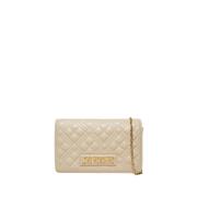 Luxe Ivoor Leren Clutch met Verstelbare Band Moschino , Beige , Dames