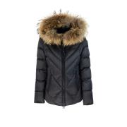 Zwarte jas met afneembare bontkraag Blauer , Black , Dames